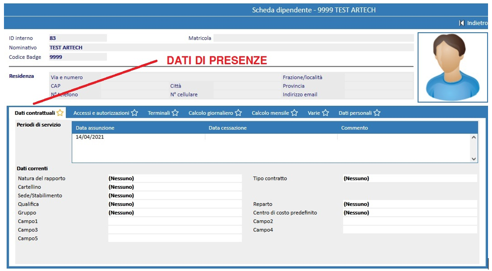 dati rilevazione presenze